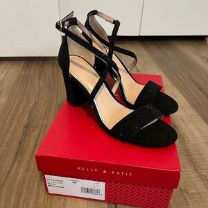 Kelly & Katie Black Block Heels
